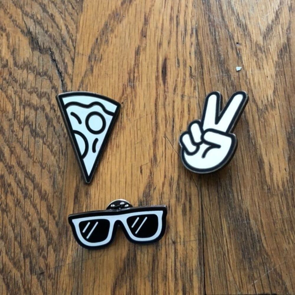 Black White Cool Pins Buttons